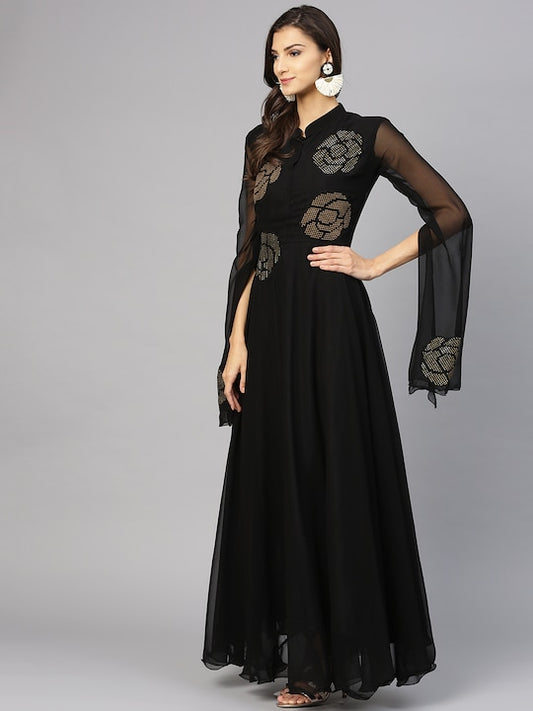 Black Embellished Maxi Dress