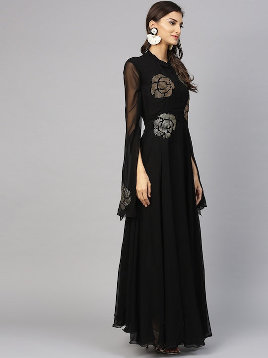 Black Embellished Maxi Dress