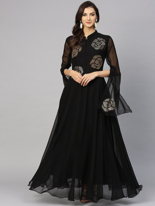 Black Embellished Maxi Dress